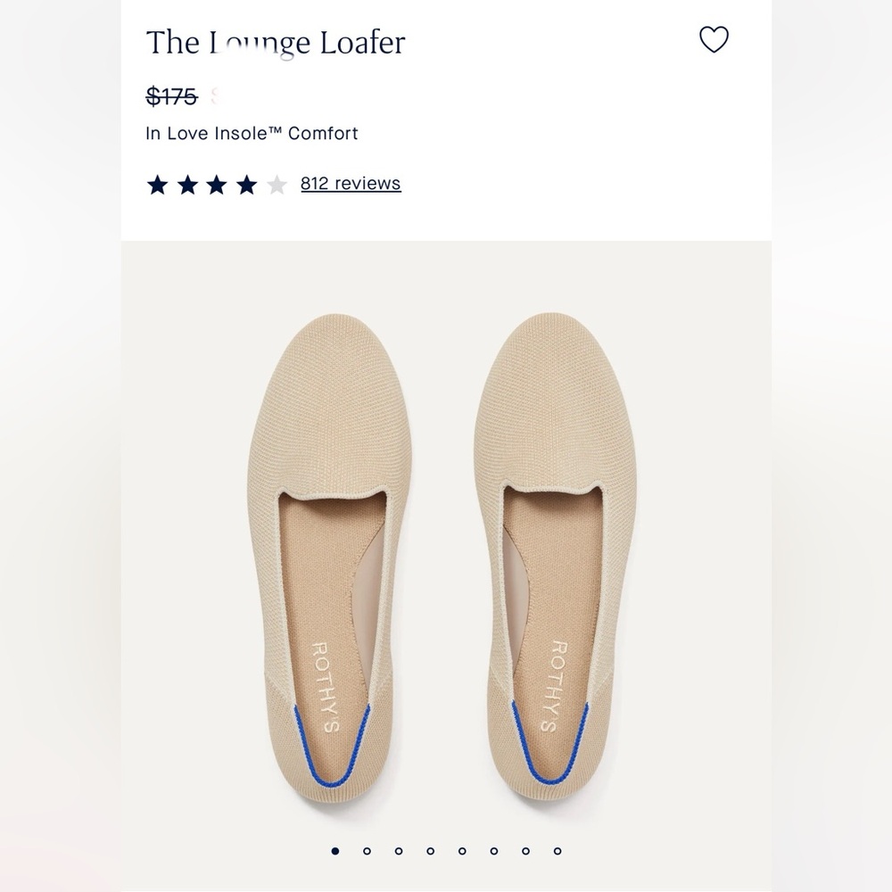 NIB (no cover) size 7 Rothy's Women's The Lounge Loafer in Sand Stone